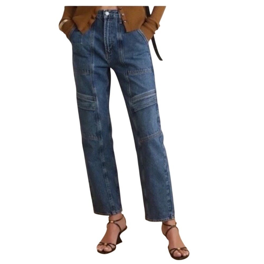 AGOLDE Cooper Cargo Jeans Women 28 Blue High‎ Rise Straight Leg Streetwear